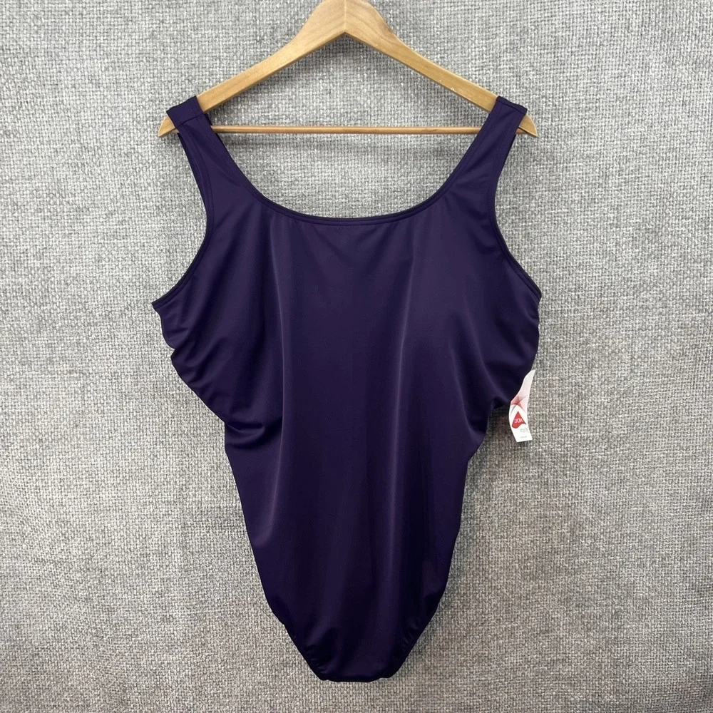 L.L. Bean Women's Swimsuit Size 24W Mast Purple Padded Self Bra Lycra Extra Life